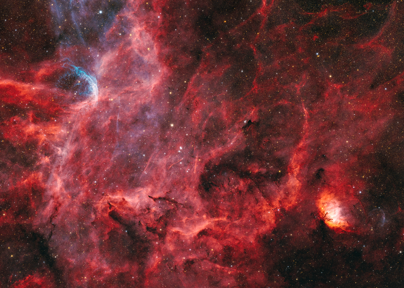 Sh2-101 Tulipán-köd és WR134 Wolf-Rayet csillag HOO+S