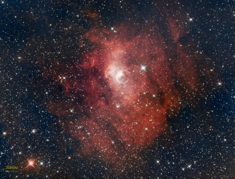 NGC 7635 Buborék-köd + Nova Cassiopea 2021 (V1405 Cas)