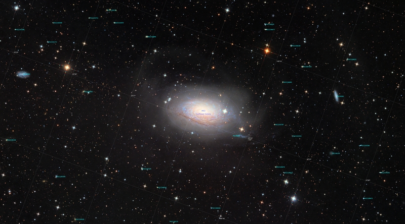 M63 - Napraforgó-galaxis - Annotated