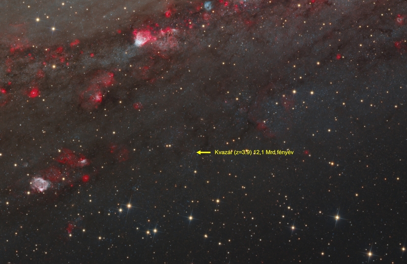 Kvazár 12.1 milliárd fényévre z=3.9 vöröseltolódás (SDSS J004025.30+410734.2)