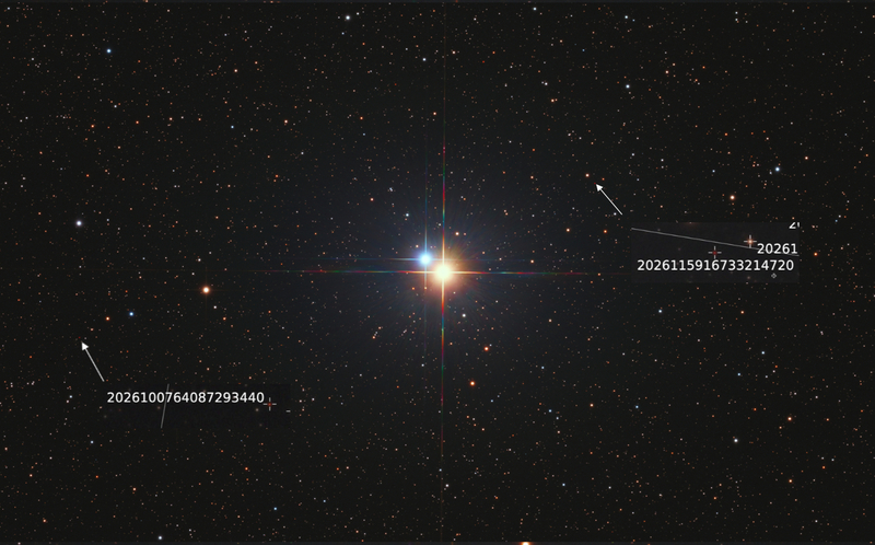Albireo (β Cygni) és 2 ismeretlen hotpixel