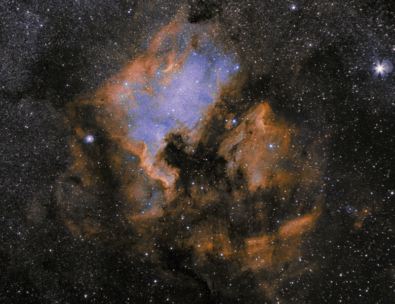 NGC 7000 Észak-Amerika köd, szintetikus HOO