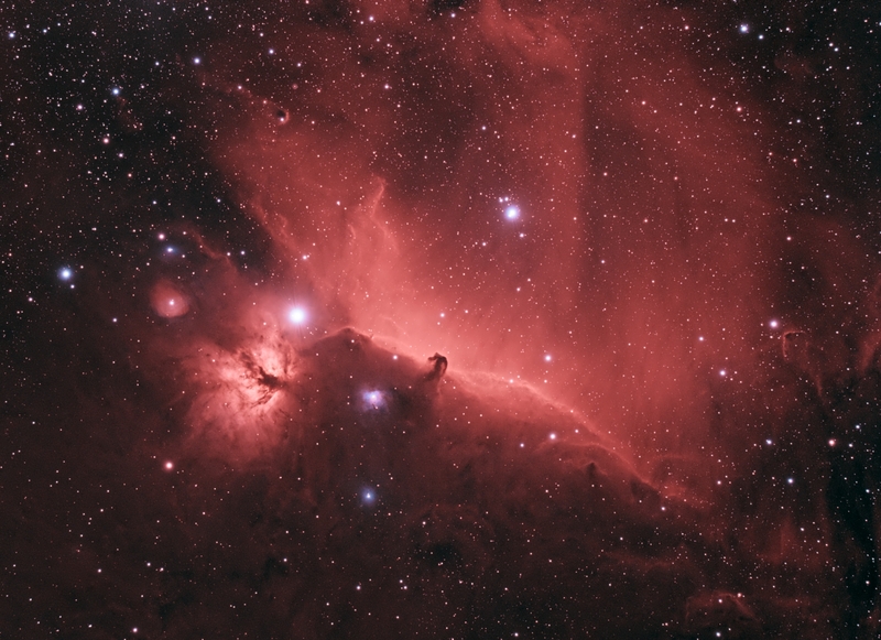 Lófej-köd, IC 434, Barnard 33 normál színpalettával